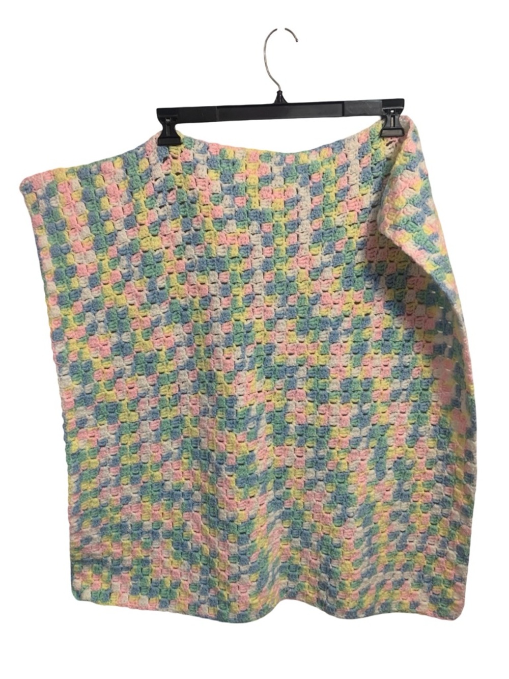 Vintage Pastel Hand Crocheted Soft Knitted Baby Blanket Throw Afghan Unisex‎